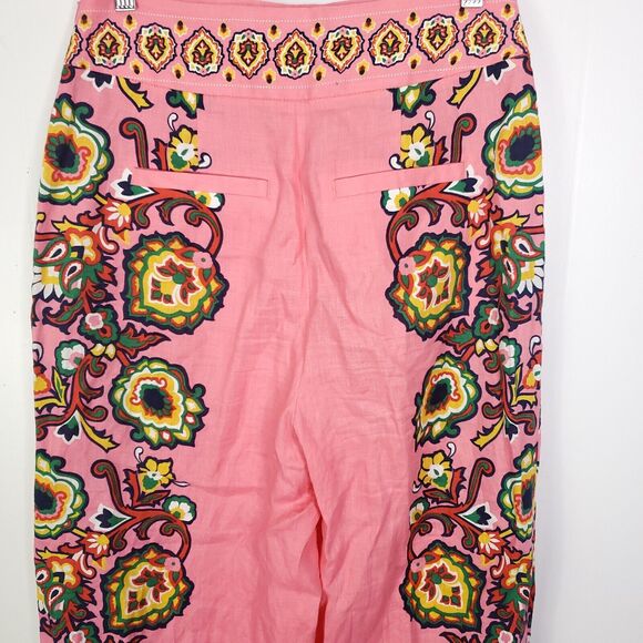 Boden Pants Womens L Wide Leg Colorful Boho Hippie Feminine 70s Pull On Pink - Picture 7 of 10